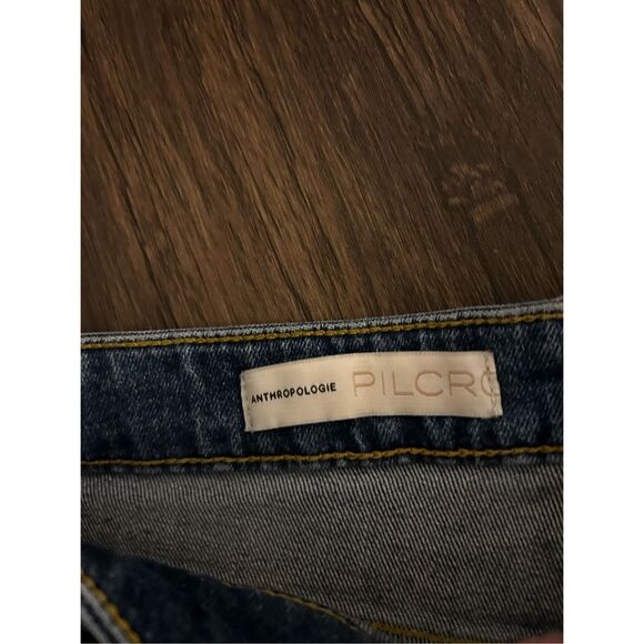 Pilcro Anthropologie Medium Wash Cropped Jeans Size 28 High Rise Distressed Slim - Picture 15 of 15
